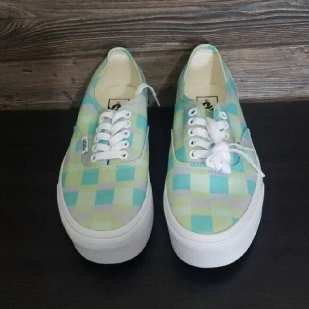 New Vans Authentic Stacked Womens Platform Shoes Size 8 Pastel Plaid Summer Bold